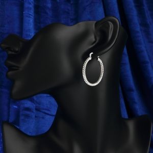 925 Sterling Silver Hoop Earring Diamond Cut Style